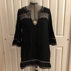Embroidered black dress
